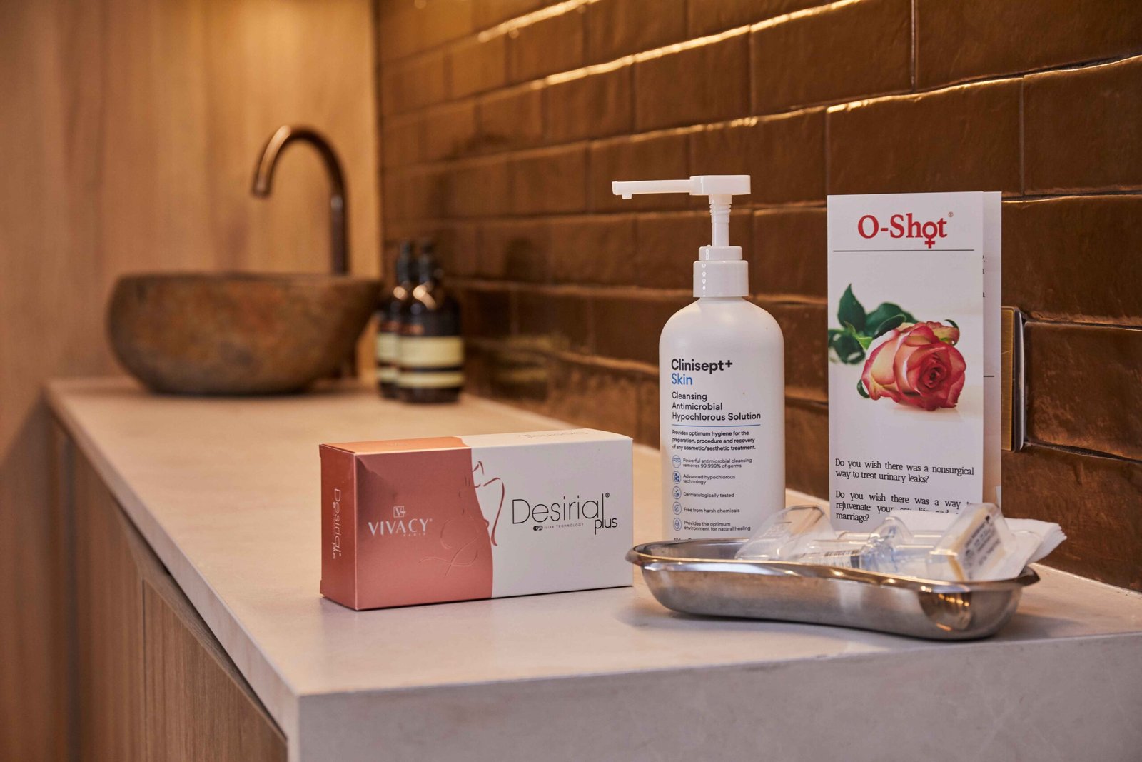 O-Shot treatment products and sterile equipment at Manchester Aesthetics clinic