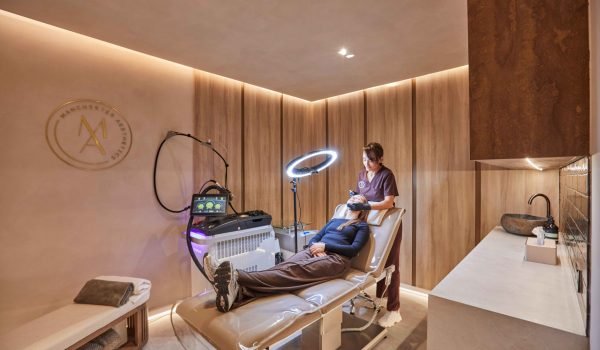 Advanced facial treatment being performed inside a luxury aesthetic clinic in Manchester