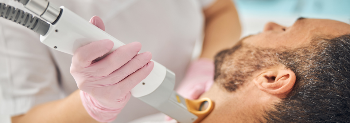 Laser Hair Removal for Men man receiving laser hair removal in Manchester clinic
